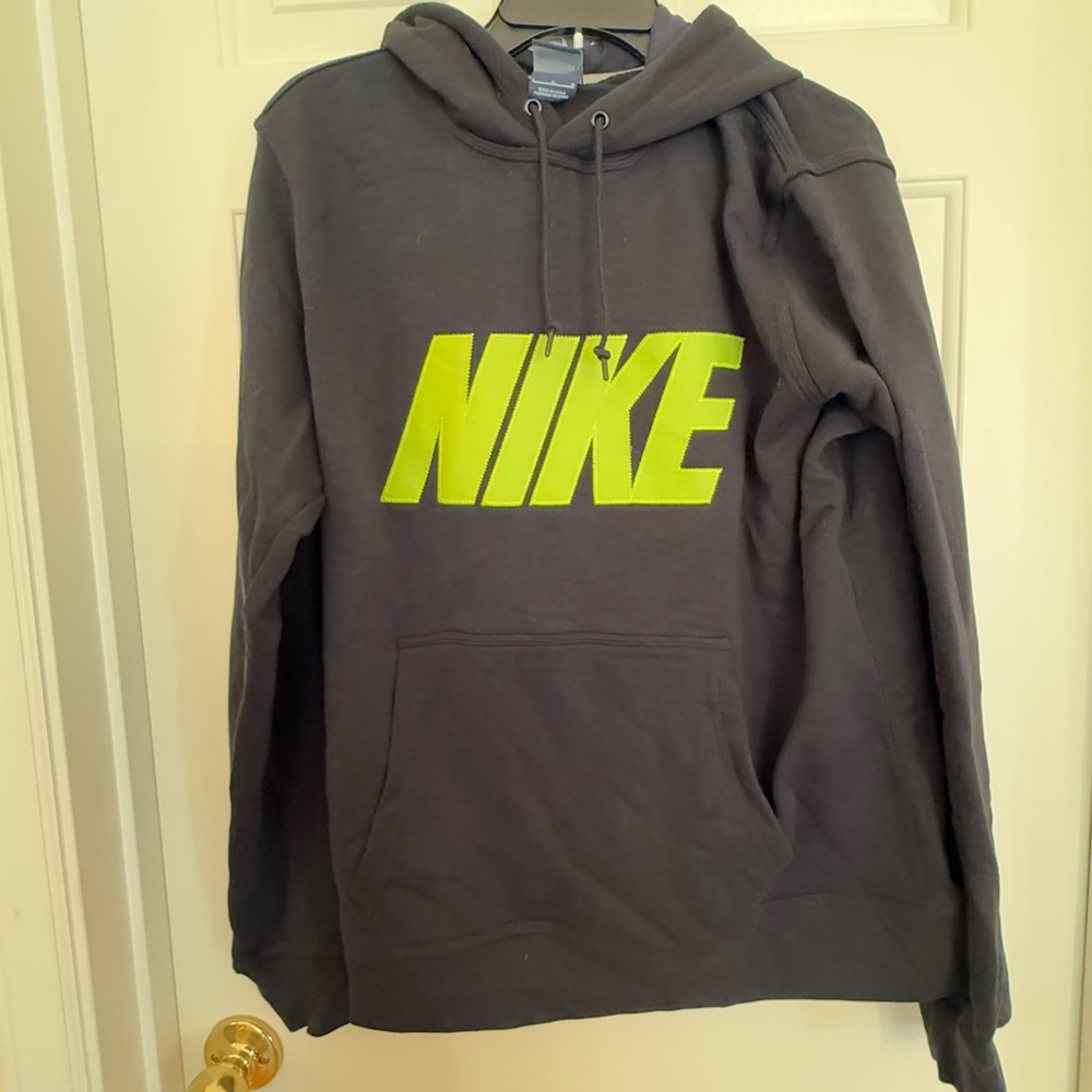 Men’s Nike Hoodie Black With Green Nike Sweatshirt Pullover Size Large